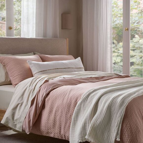 Open Box - Parachute - Full/Queen Honeycomb Cotton Duvet Cover & Sham Set Petal - Picture 4 of 4